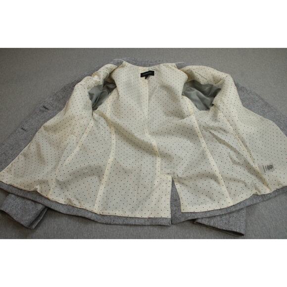 Talbots Blazer Womens 12 Gray Herringbone 2 Button Notch Lapel Formal Jacket - Picture 7 of 12